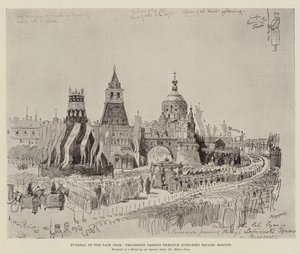 Funérailles du défunt Tsar, procession passant par la place Lubianski, Moscou - Melton Prior